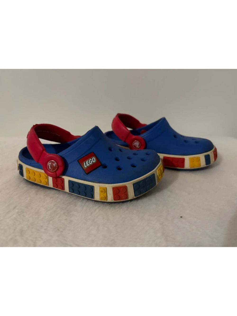 Crocs Crocband LEGO Clogs Toddler Size 8/9 Blue Red Slip-On Sandals
